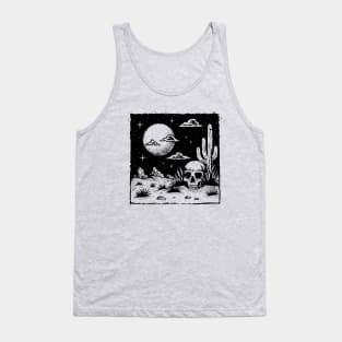 Western Boho Desert Skull with Moon Tank Top